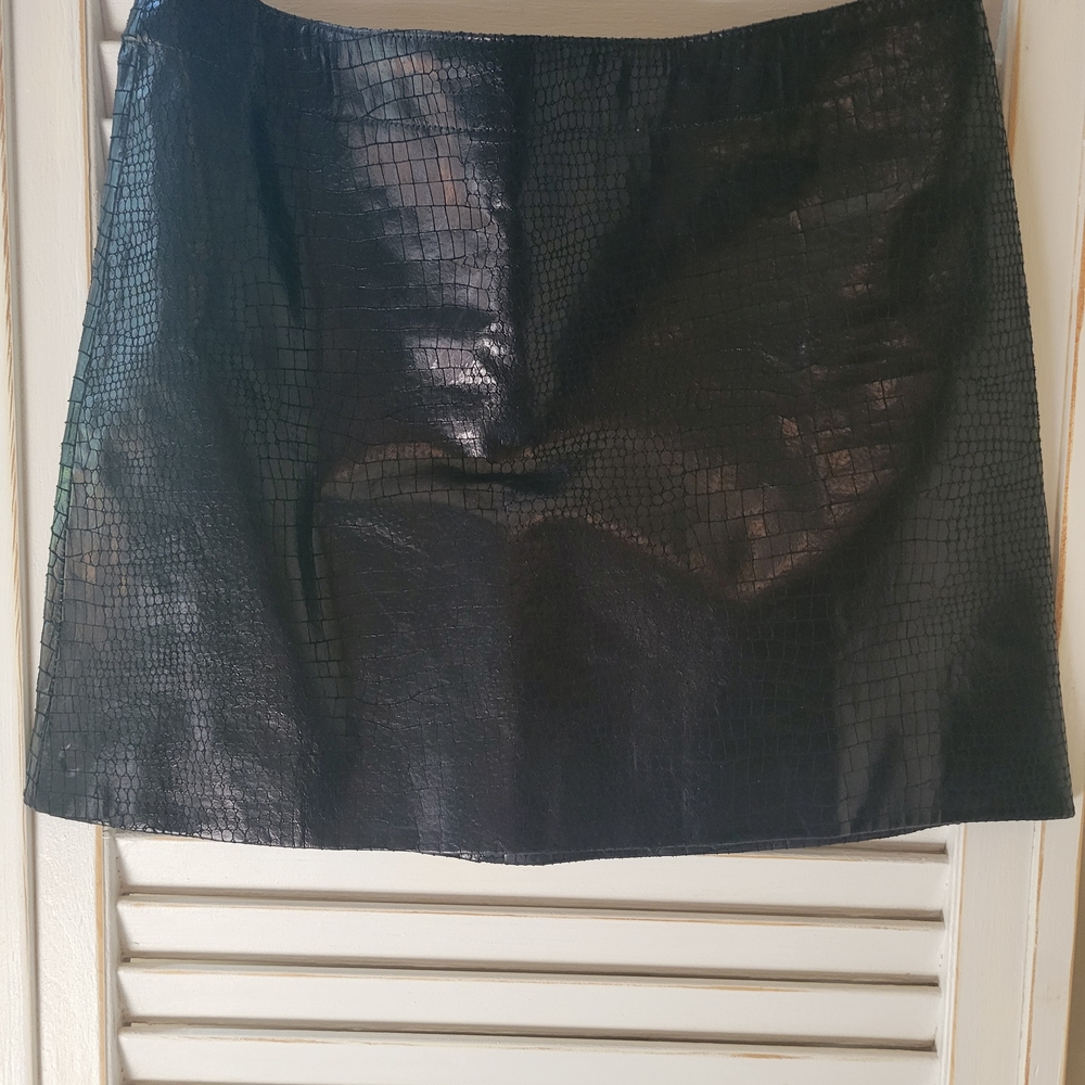 Bebe faux croc leather mini skirt